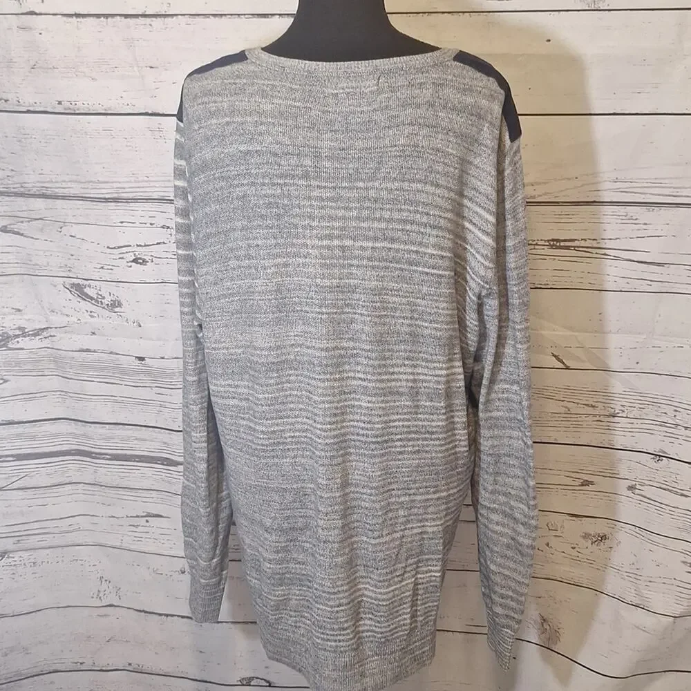 Banana Republic Henley Blue, White Stripey Sweater Sz L #1238